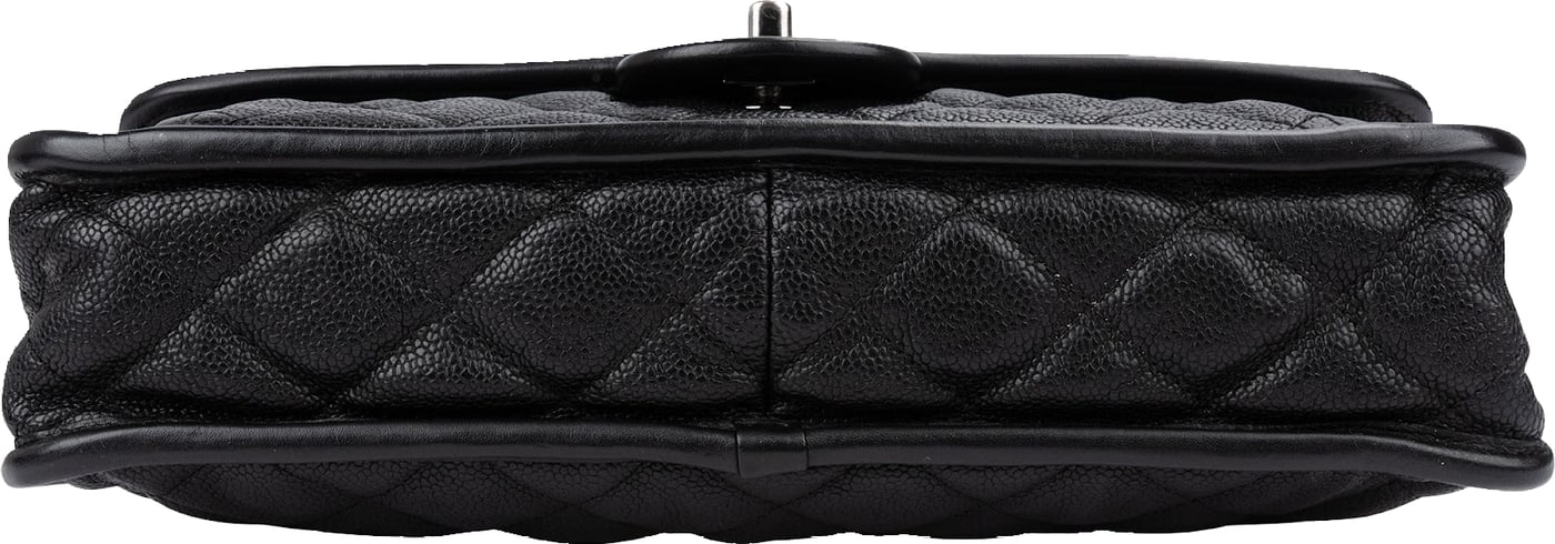Chanel Quilted Caviar Leather Palladium Front Pocket Single Flap Shoulder Bag