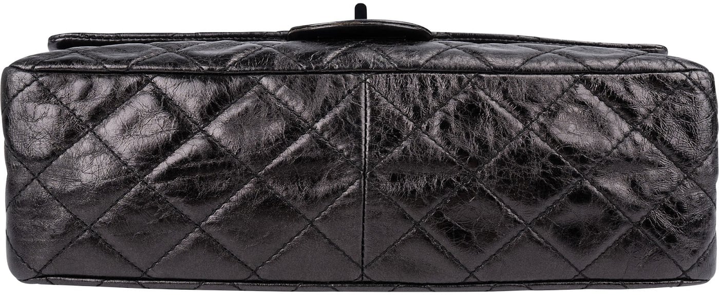Chanel Aged Qulited Calfskin 2.55 Reissue So Black Jumbo Double Flap Crossbody Bag
