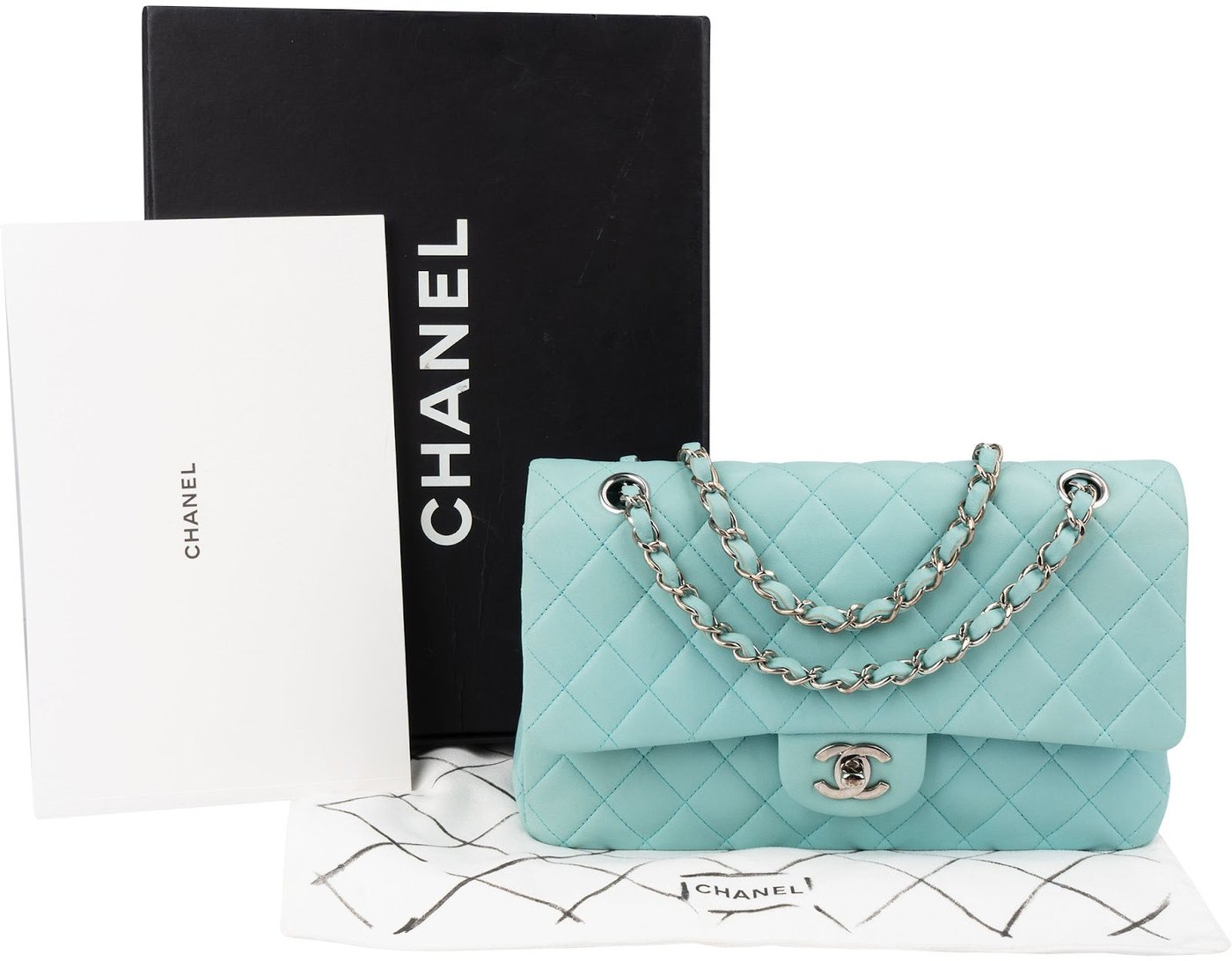 Chanel Quilted Lambskin Palladium Medium Double Flap Shoulder Bag