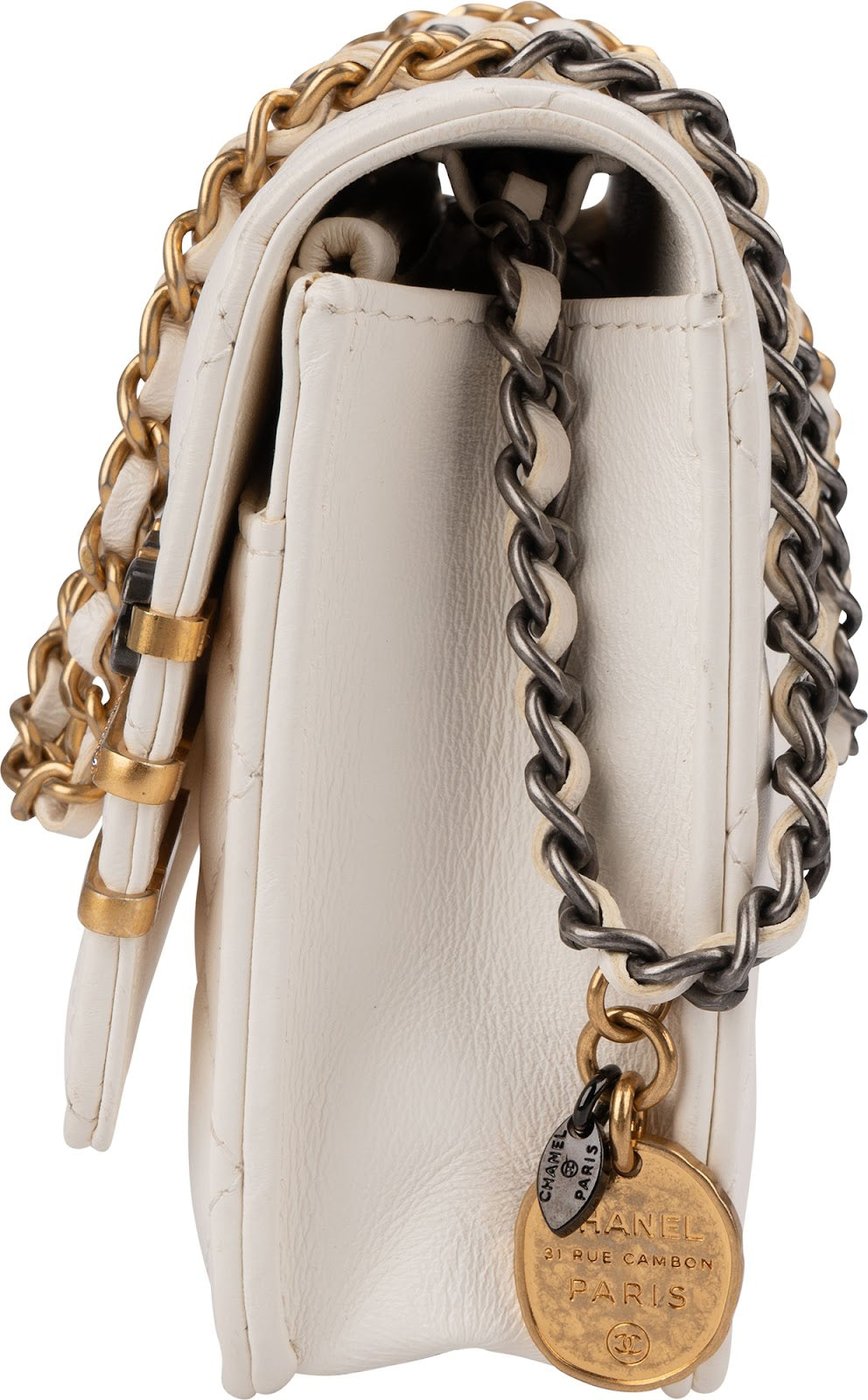 Chanel Quilted Lambskin Paris-Cosmopolite Charms Two-Tone Wallet On Chain Crossbody Bag
