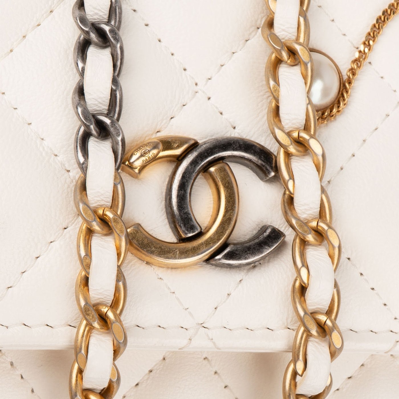 Chanel Quilted Lambskin Paris-Cosmopolite Charms Two-Tone Wallet On Chain Crossbody Bag