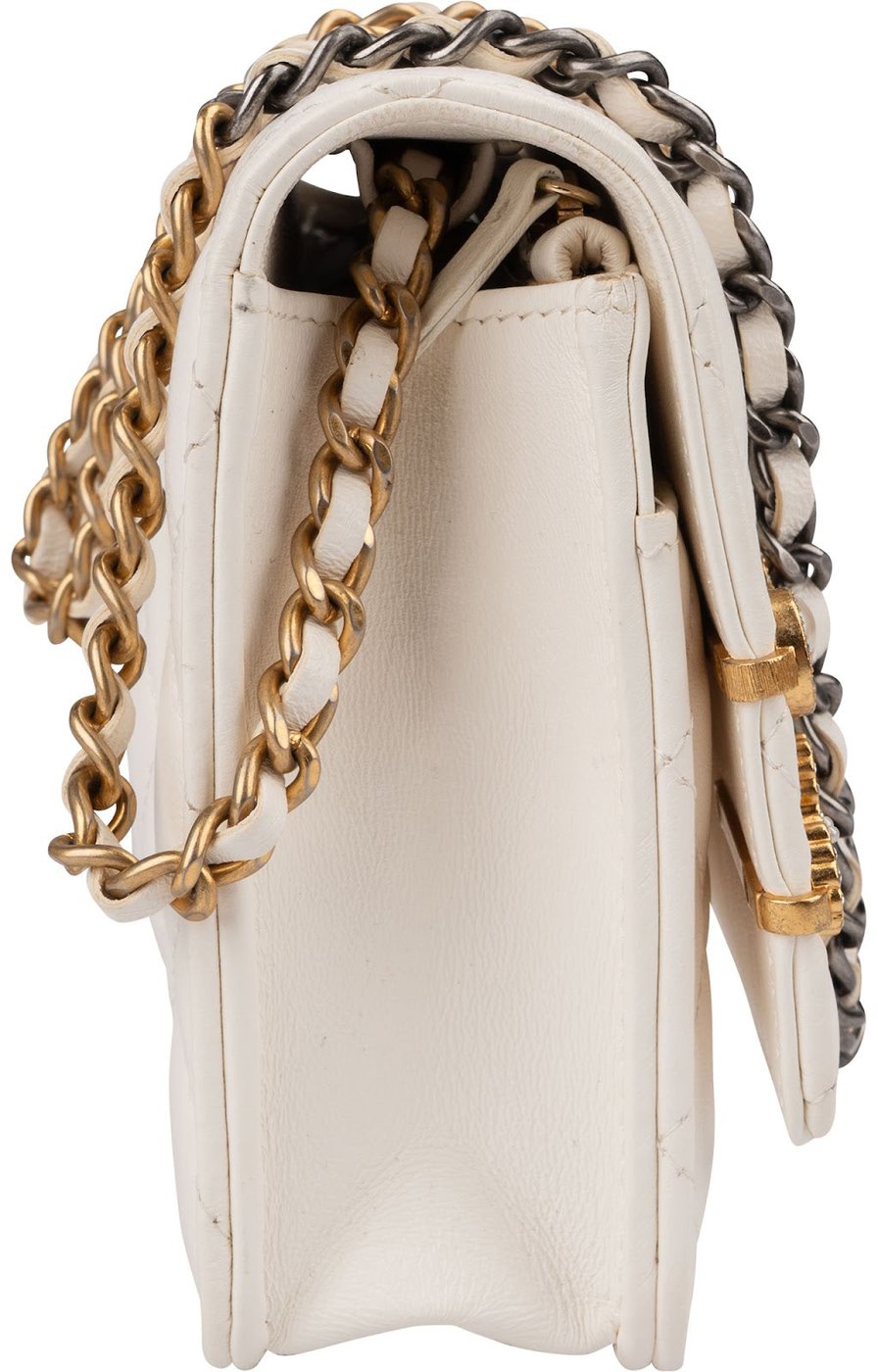 Chanel Quilted Lambskin Paris-Cosmopolite Charms Two-Tone Wallet On Chain Crossbody Bag