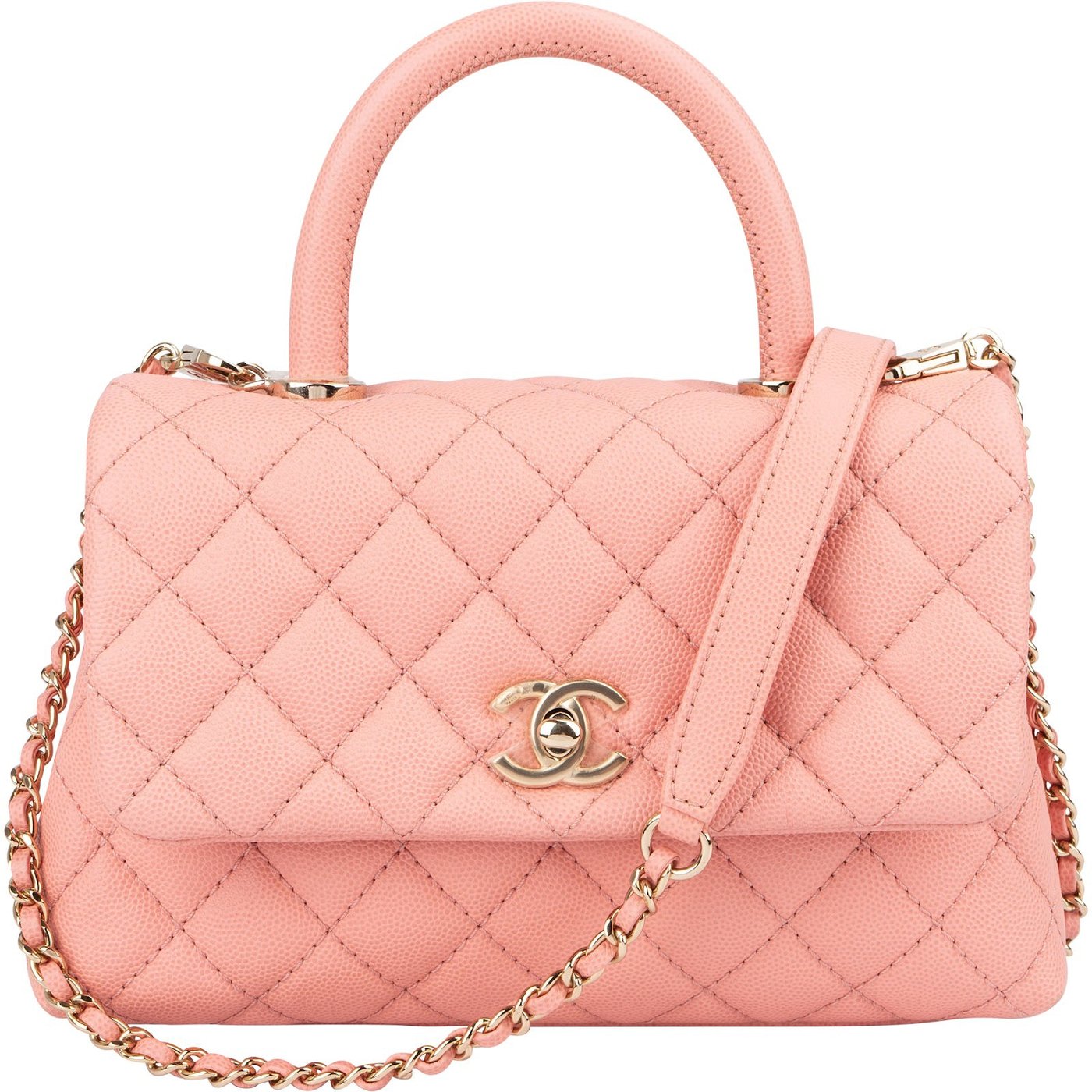 Chanel Quilted Caviar Leather Small Coco Top Handle Shoulder Handbag