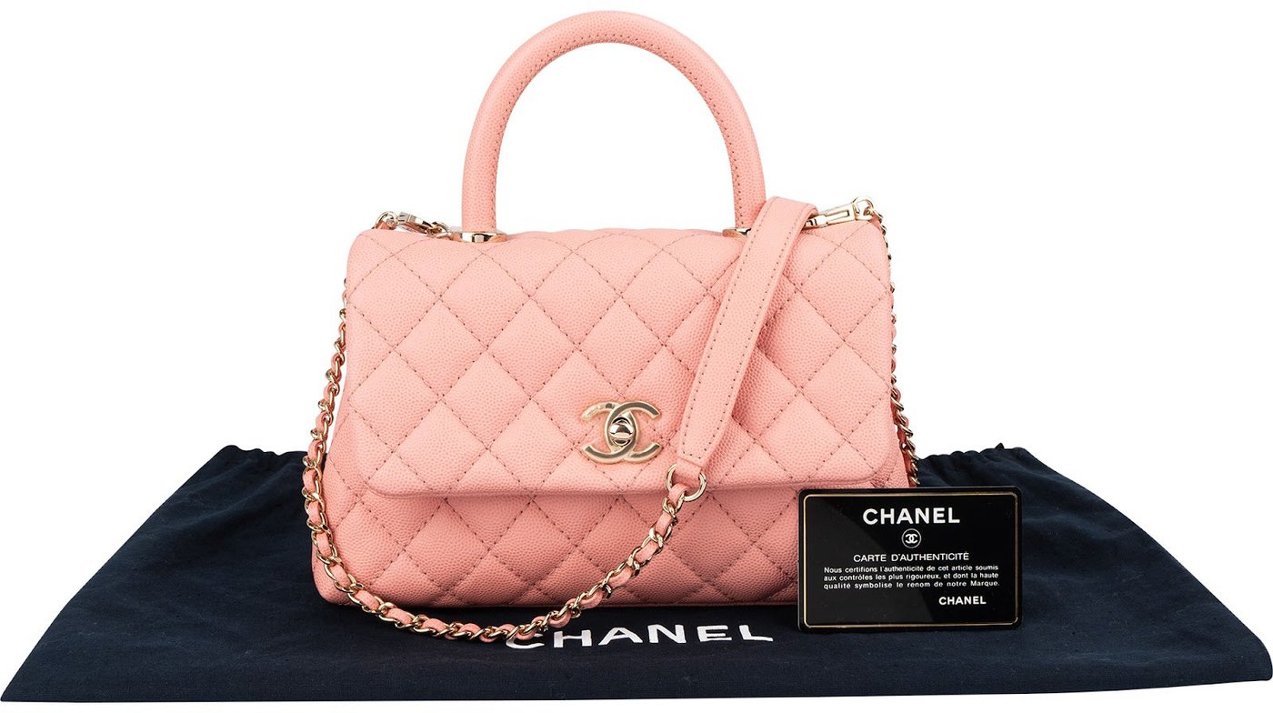 Chanel Quilted Caviar Leather Small Coco Top Handle Shoulder Handbag