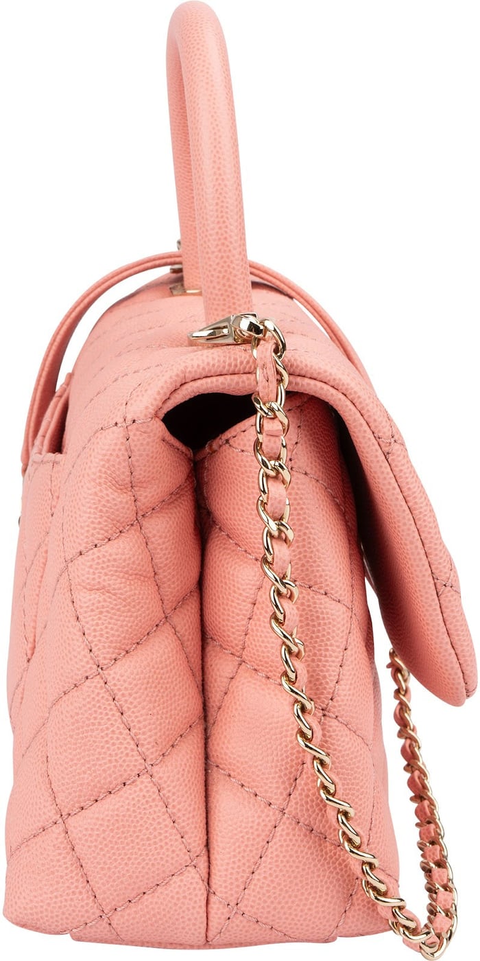 Chanel Quilted Caviar Leather Small Coco Top Handle Shoulder Handbag