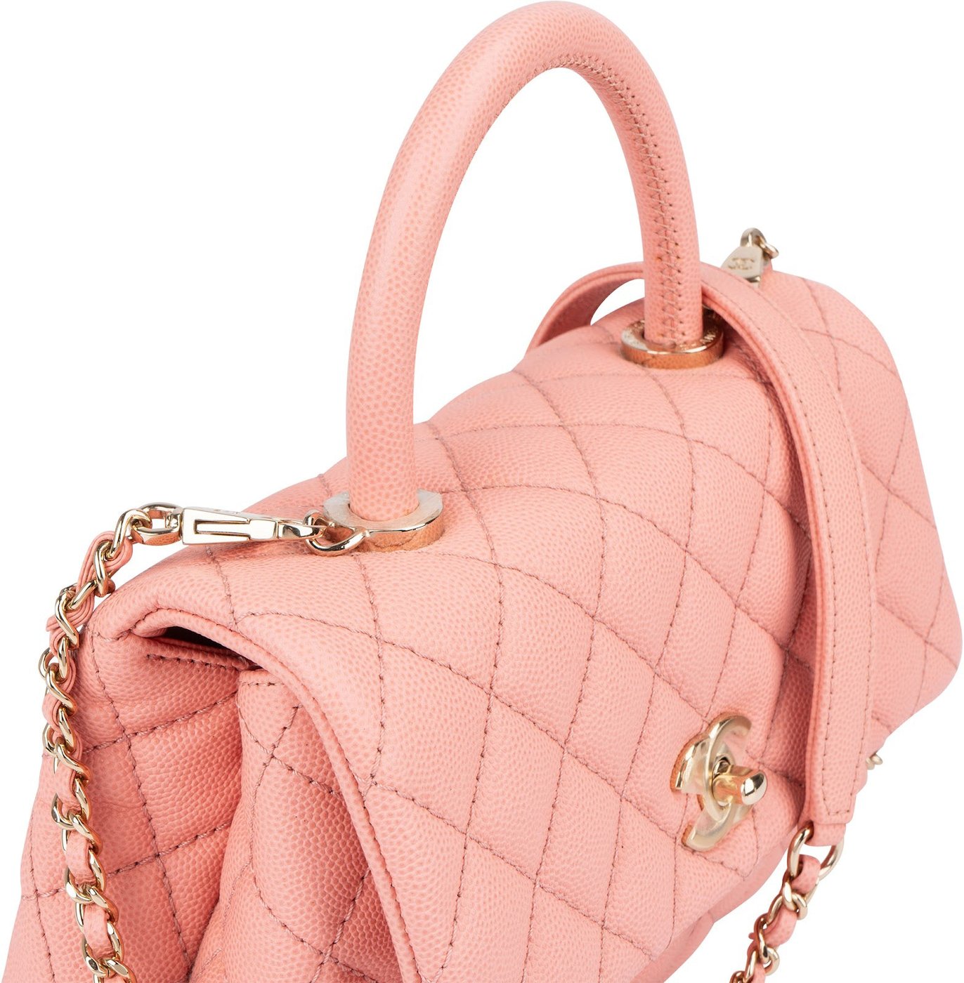 Chanel Quilted Caviar Leather Small Coco Top Handle Shoulder Handbag