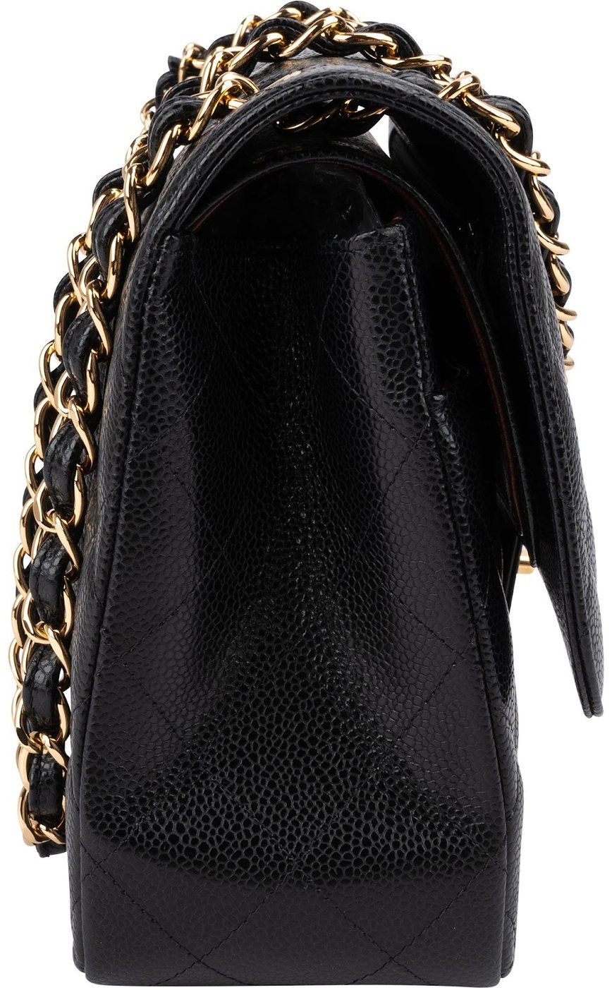Chanel Quilted Caviar Leather Jumbo Double Flap Crossbody Bag