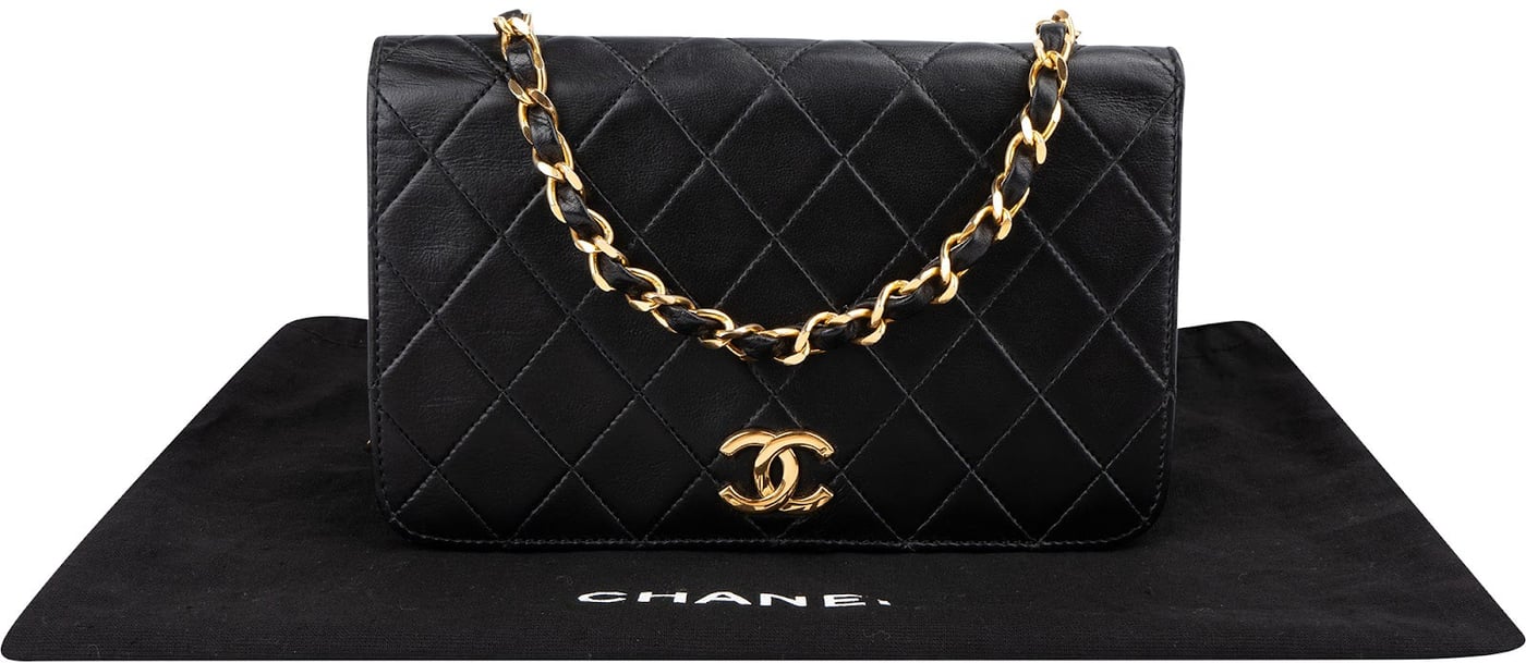 Chanel Quilted Lambskin Small 24K Gold Single Flap Shoulder Bag