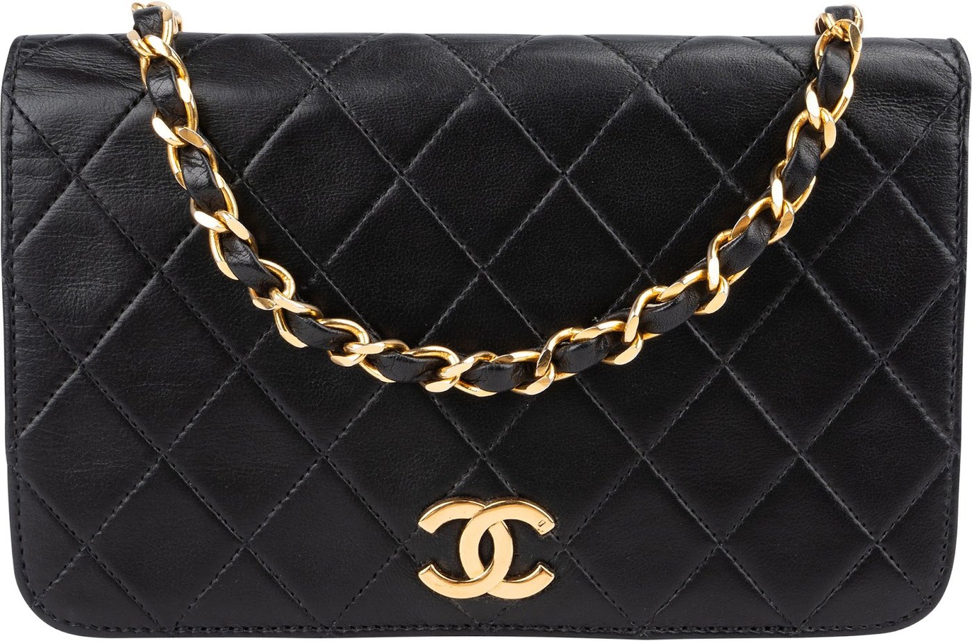 Chanel Quilted Lambskin Small 24K Gold Single Flap Shoulder Bag