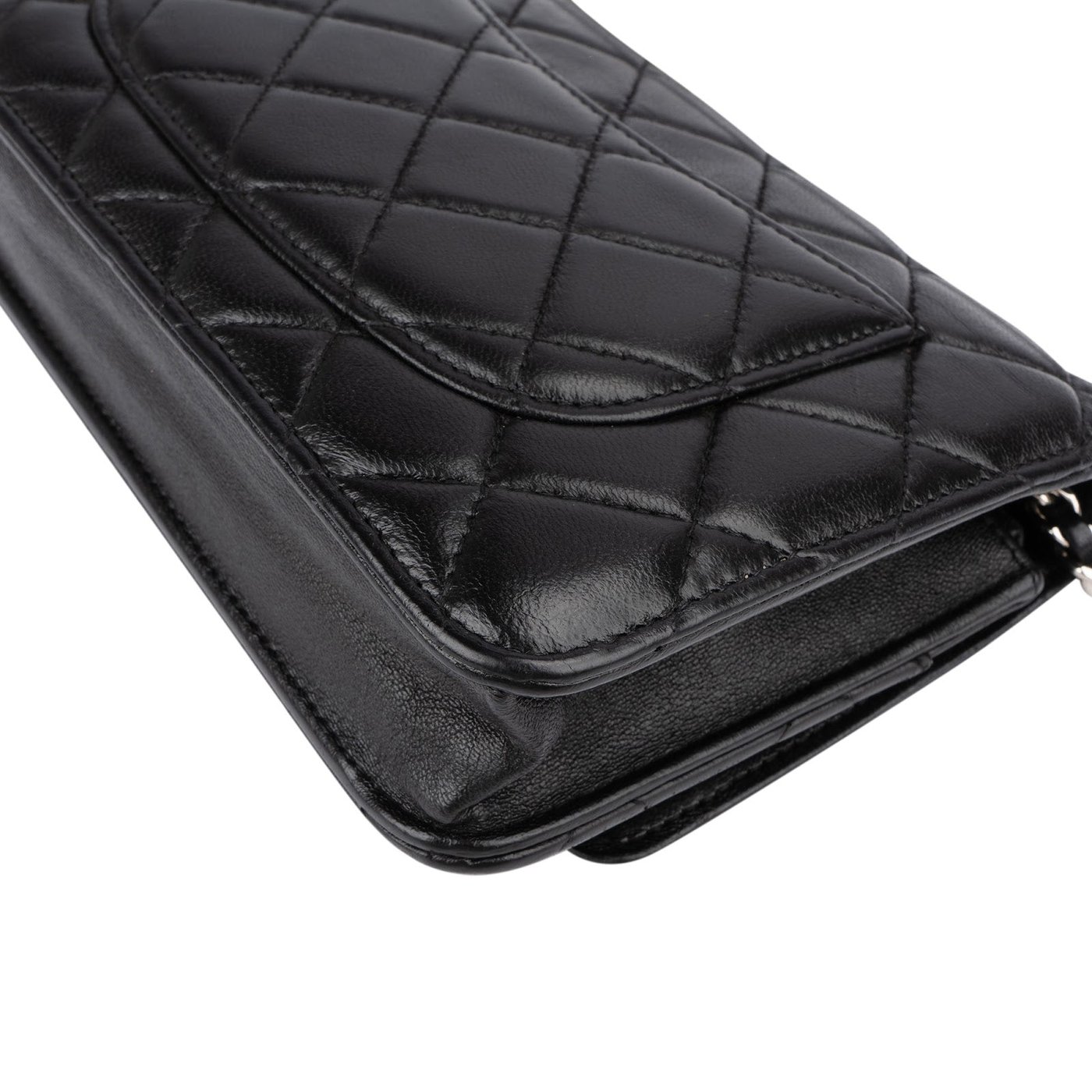 Chanel Quilted Lambskin Palladium Wallet On Chain Crossbody Bag