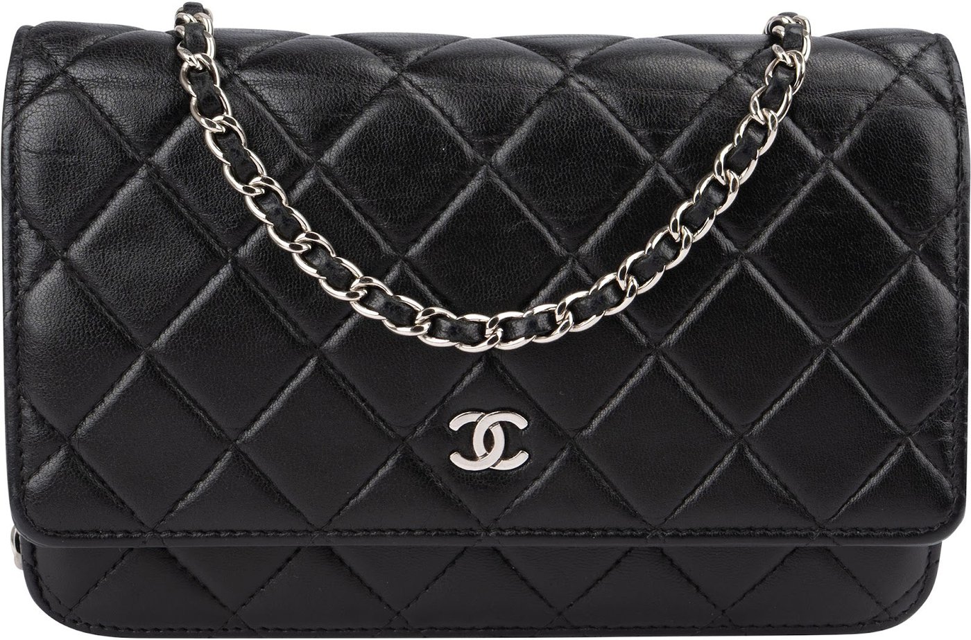 Chanel Quilted Lambskin Palladium Wallet On Chain Crossbody Bag