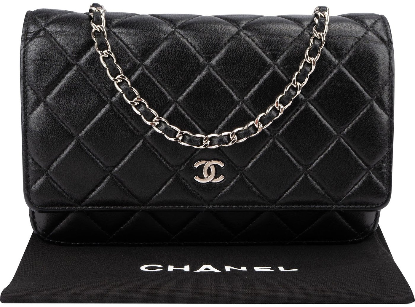 Chanel Quilted Lambskin Palladium Wallet On Chain Crossbody Bag