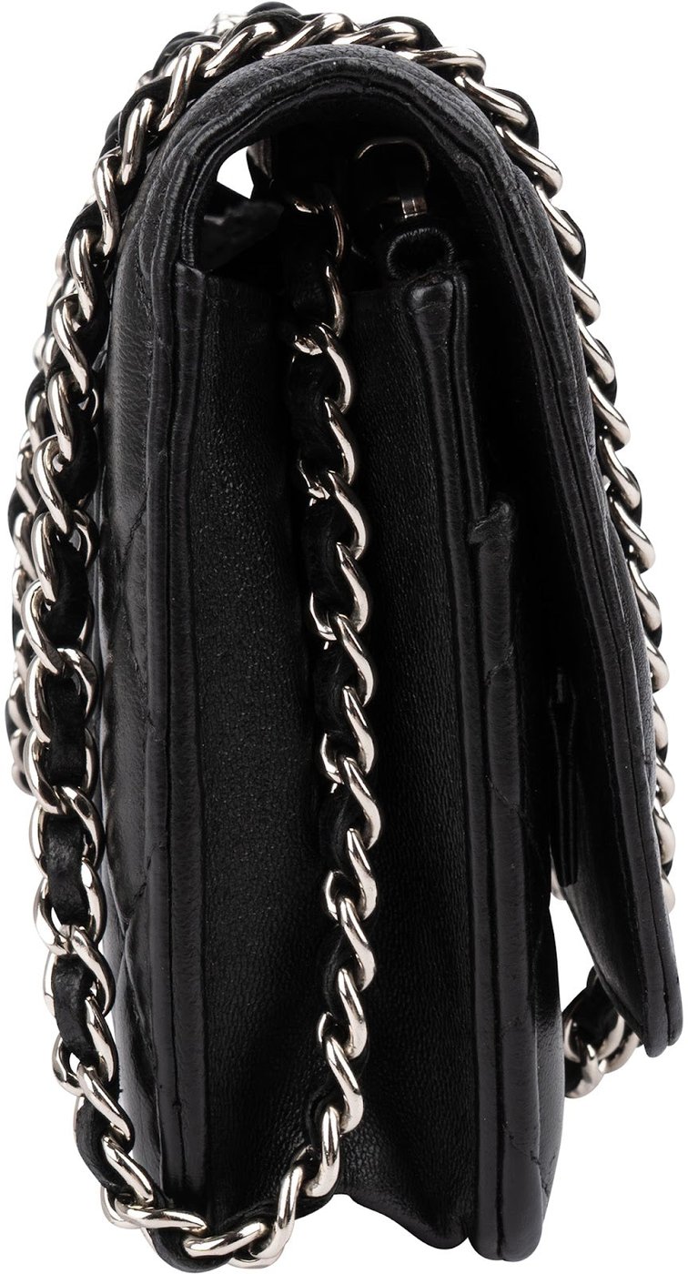 Chanel Quilted Lambskin Palladium Wallet On Chain Crossbody Bag