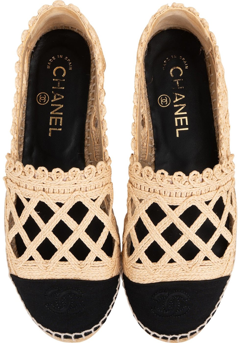 Chanel Raffia Cage CC Espadrilles Shoes (37)