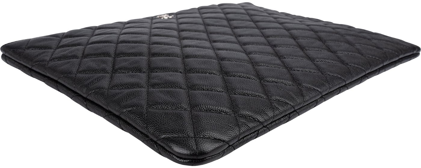 Chanel Quilted Caviar Leather Palladium Clutch