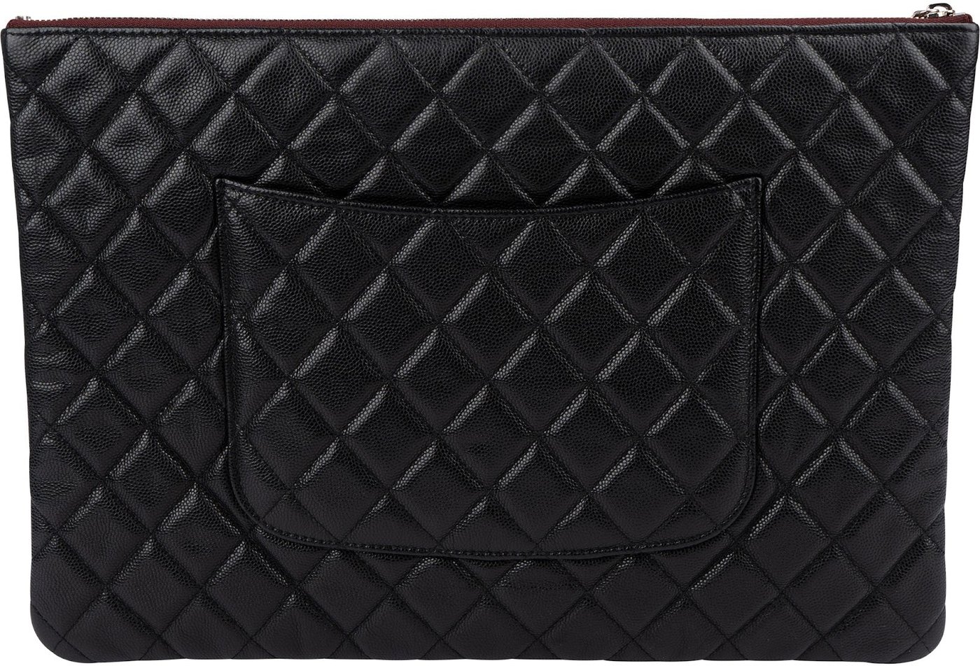 Chanel Quilted Caviar Leather Palladium Clutch