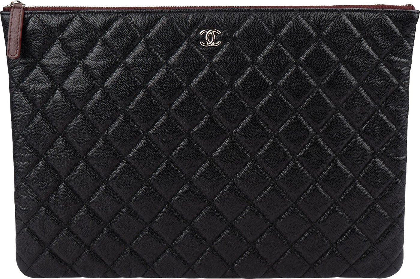 Chanel Quilted Caviar Leather Palladium Clutch