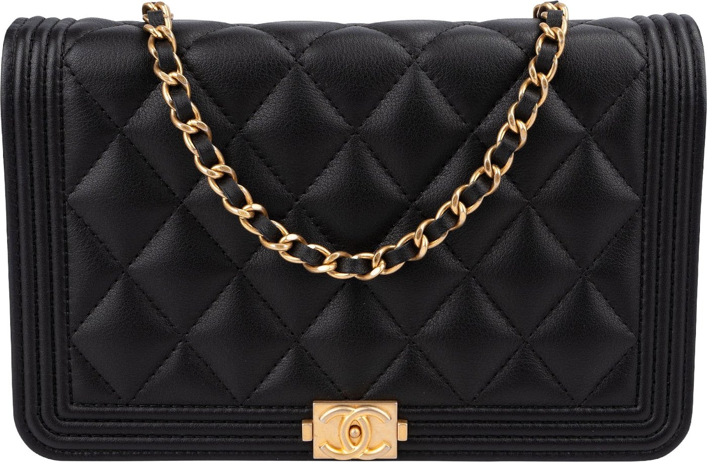 Chanel Quilted Lambskin Small Boy Wallet On Chain Crossbody Bag