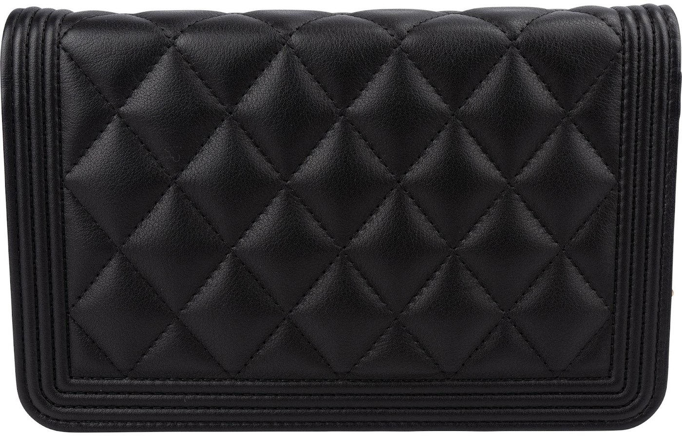 Chanel Quilted Lambskin Small Boy Wallet On Chain Crossbody Bag