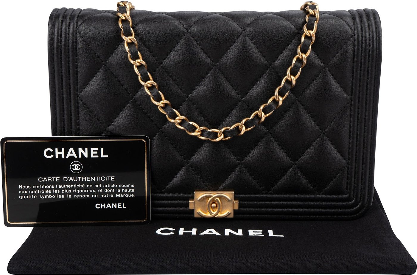 Chanel Quilted Lambskin Small Boy Wallet On Chain Crossbody Bag