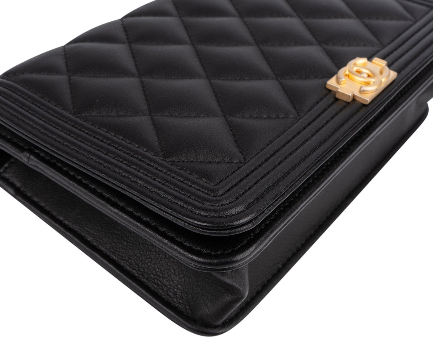 Chanel Quilted Lambskin Small Boy Wallet On Chain Crossbody Bag