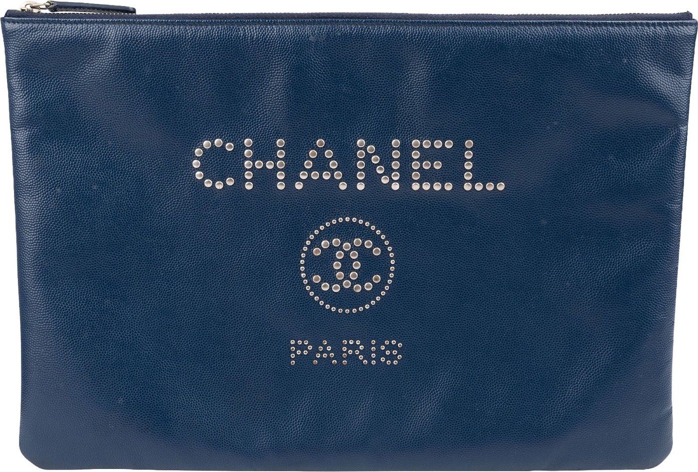 Chanel Grained Calfskin Studded O Clutch Bag