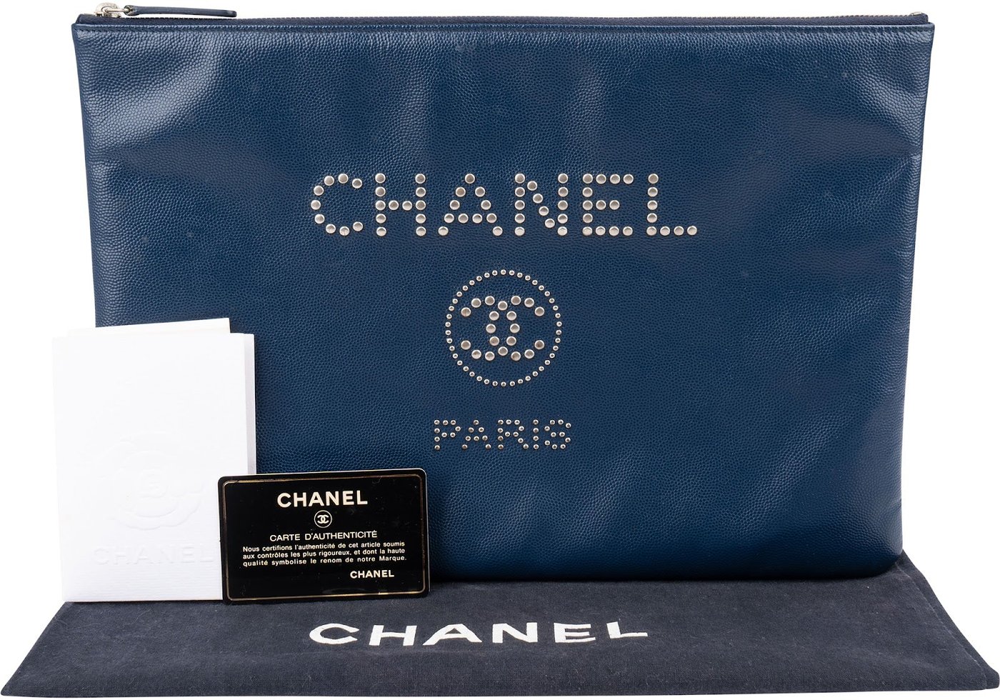 Chanel Grained Calfskin Studded O Clutch Bag
