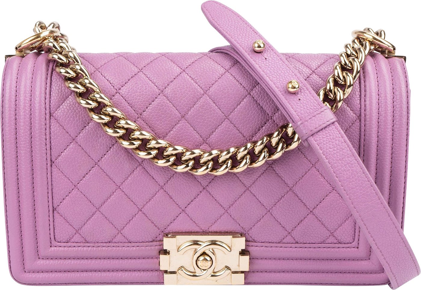 Chanel Quilted Caviar Leather Medium Boy  Single Flap Crossbody Bag