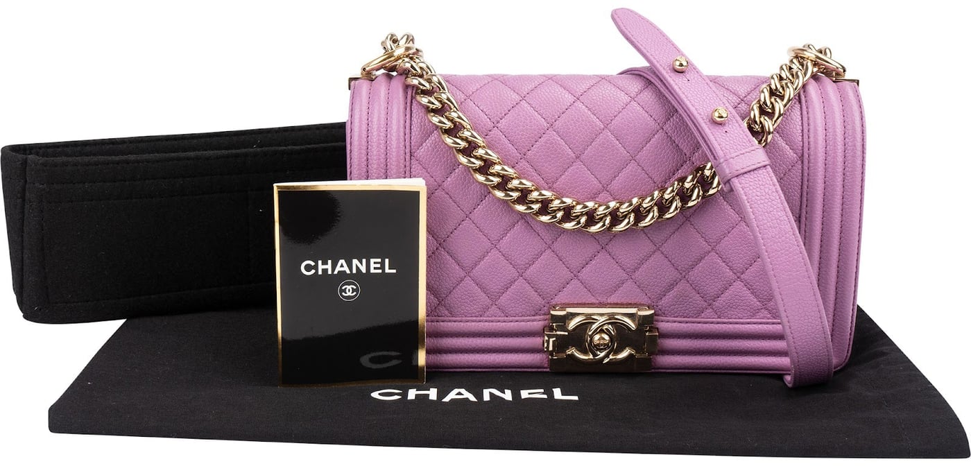 Chanel Quilted Caviar Leather Medium Boy  Single Flap Crossbody Bag