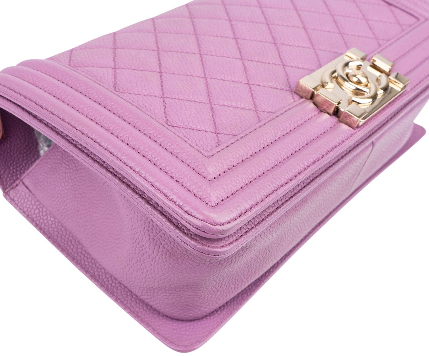Chanel Quilted Caviar Leather Medium Boy  Single Flap Crossbody Bag