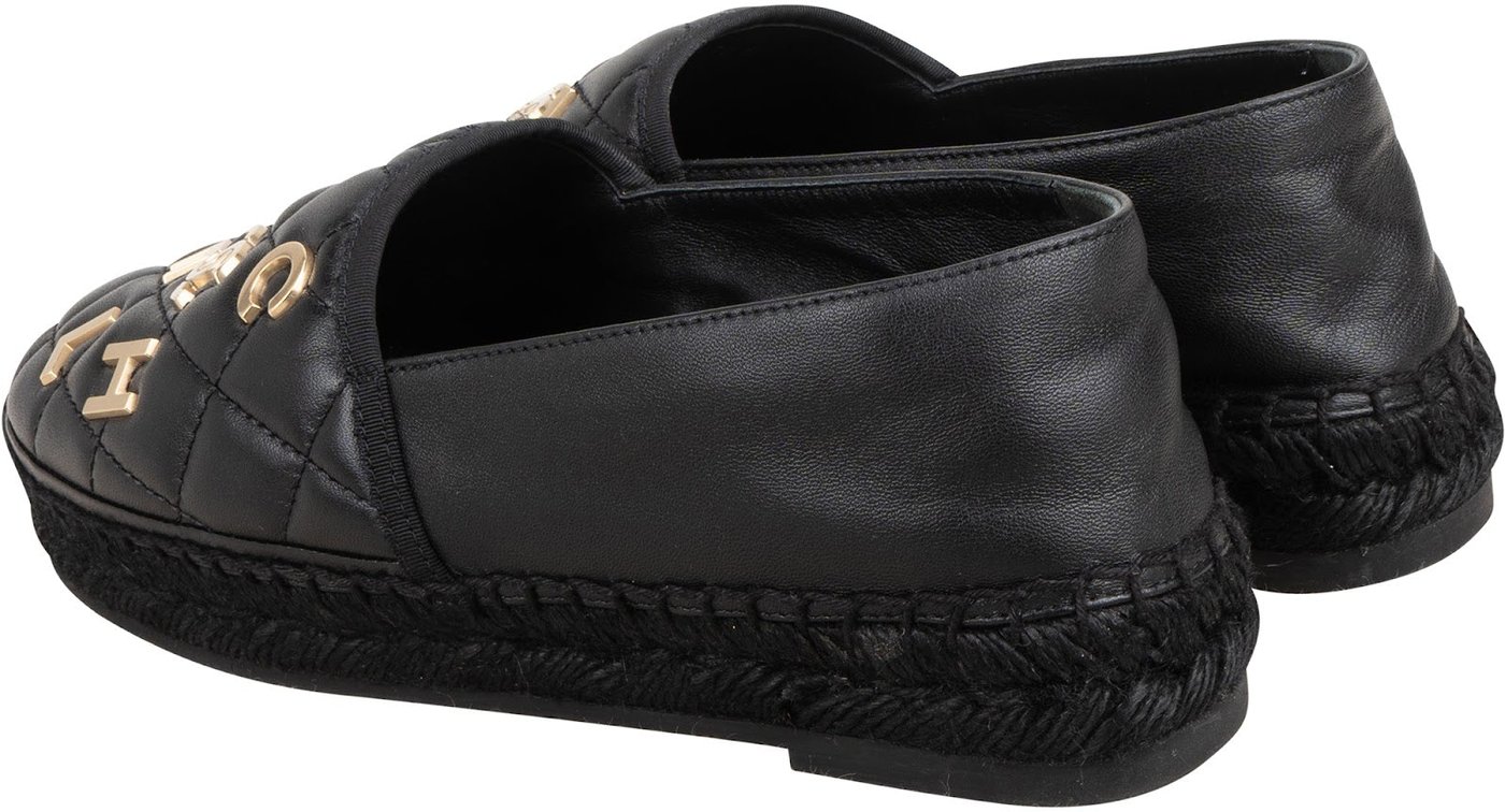 Chanel Quilted Lambskin Letter Emblem Espadrilles (36)