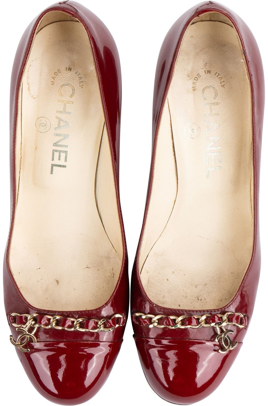 Chanel Red Patent Leather Chain CC Pumps (35,5)