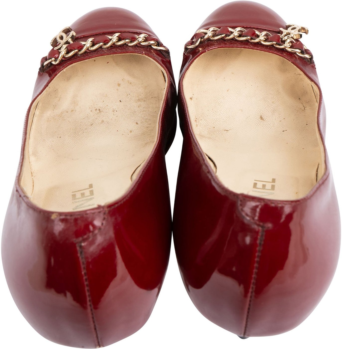 Chanel Red Patent Leather Chain CC Pumps (35,5)