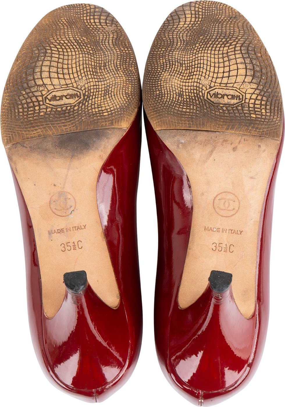 Chanel Red Patent Leather Chain CC Pumps (35,5)