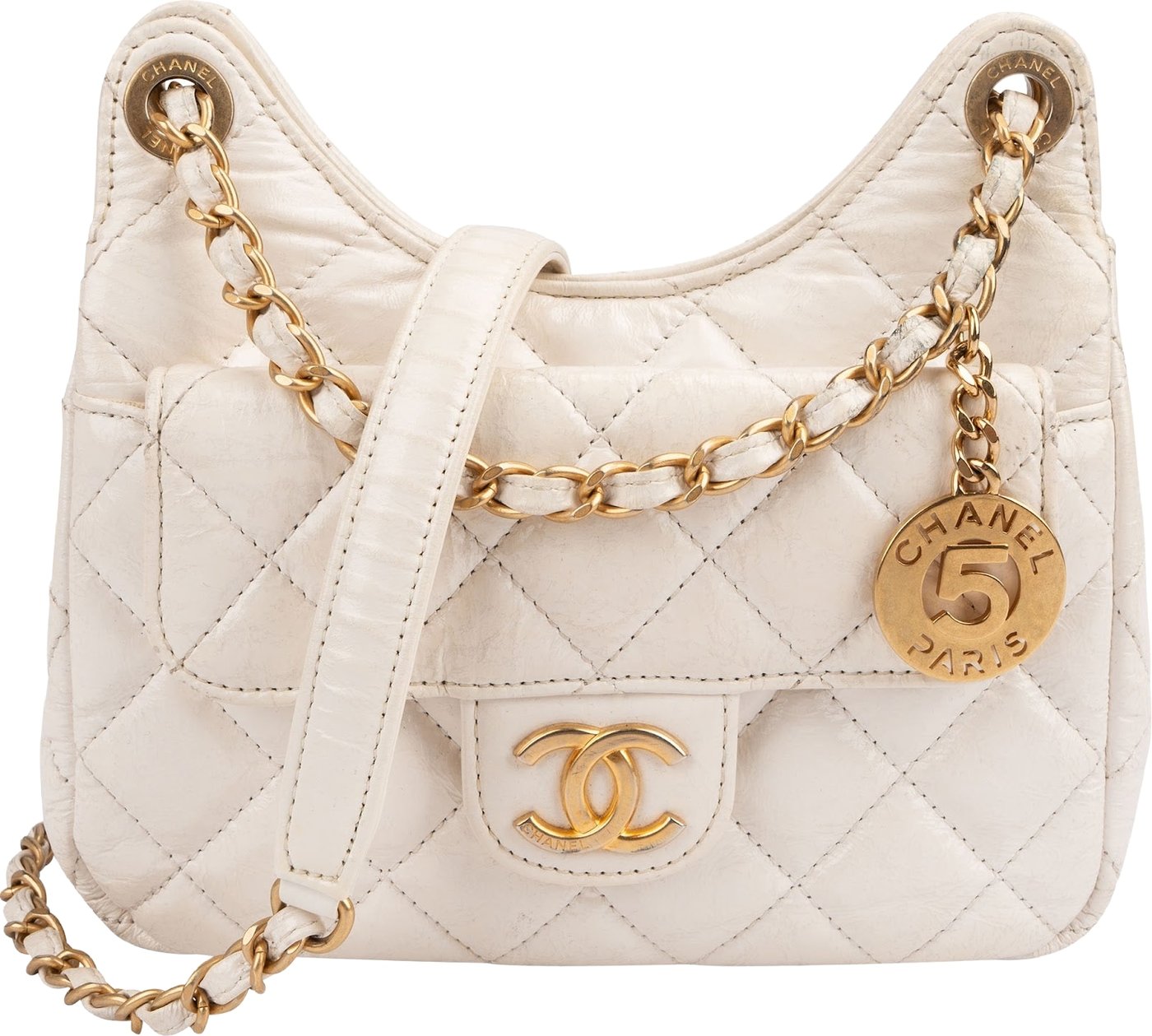 Chanel Quilted Leather Wavy CC Lucky Number 5 Small Crossbody Bag