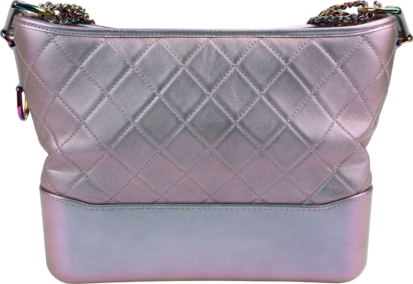 Chanel Purple Quilted Calfskin Multicolor Rainbow Hardware Gabrielle Crossbody Bag