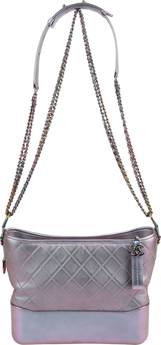 Chanel Purple Quilted Calfskin Multicolor Rainbow Hardware Gabrielle Crossbody Bag