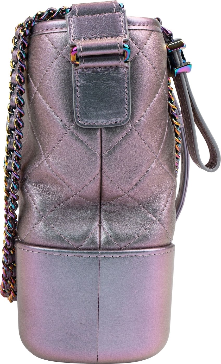 Chanel Purple Quilted Calfskin Multicolor Rainbow Hardware Gabrielle Crossbody Bag