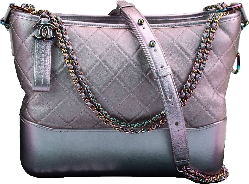 Chanel Purple Quilted Calfskin Multicolor Rainbow Hardware Gabrielle Crossbody Bag