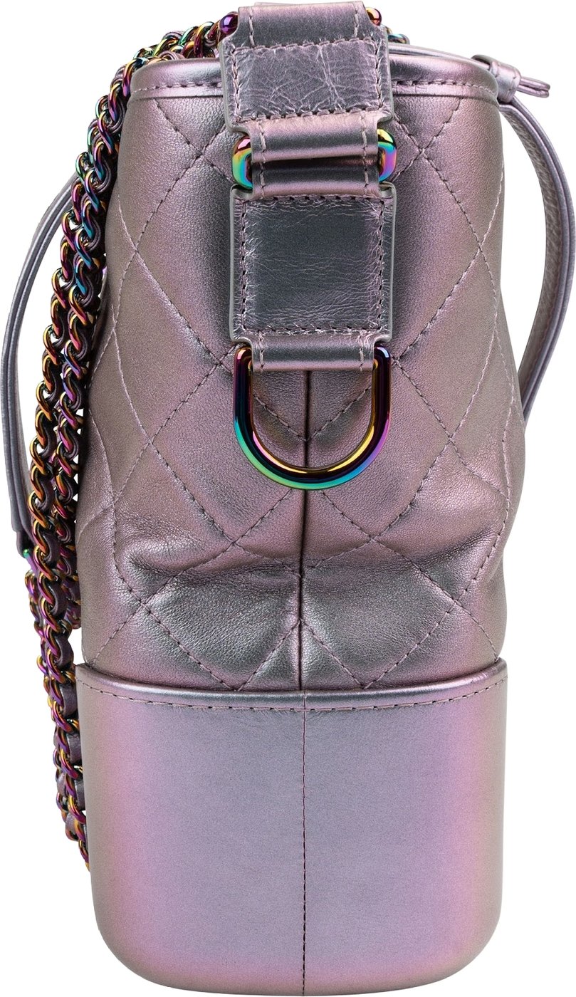 Chanel Purple Quilted Calfskin Multicolor Rainbow Hardware Gabrielle Crossbody Bag
