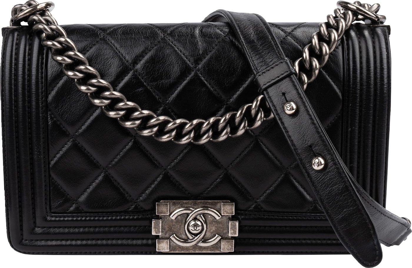 Chanel Quilted Lambskin Boy Medium Single Flap Crossbody Bag