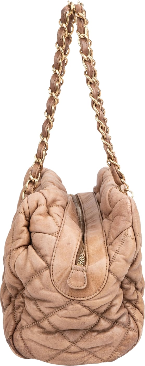 Chanel Bubble Quilted Lambskin CC Bowler Shoulder Bag