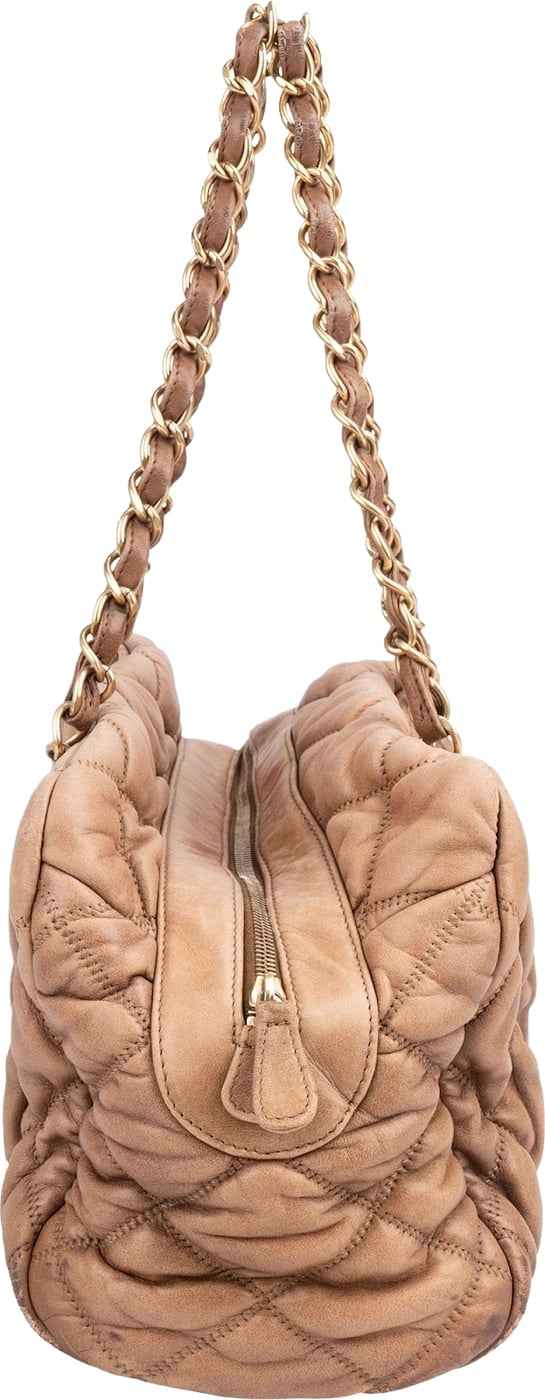 Chanel Bubble Quilted Lambskin CC Bowler Shoulder Bag