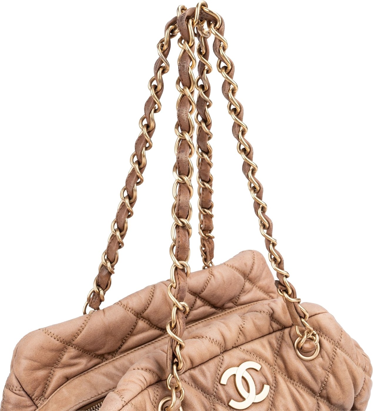 Chanel Bubble Quilted Lambskin CC Bowler Shoulder Bag