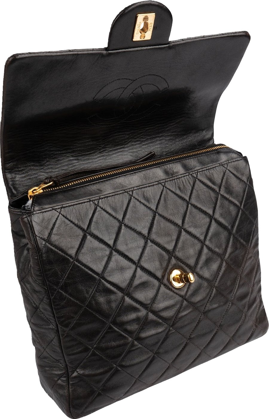 Chanel Quilted Lambskin 24K Gold Small Single Flap Backpack