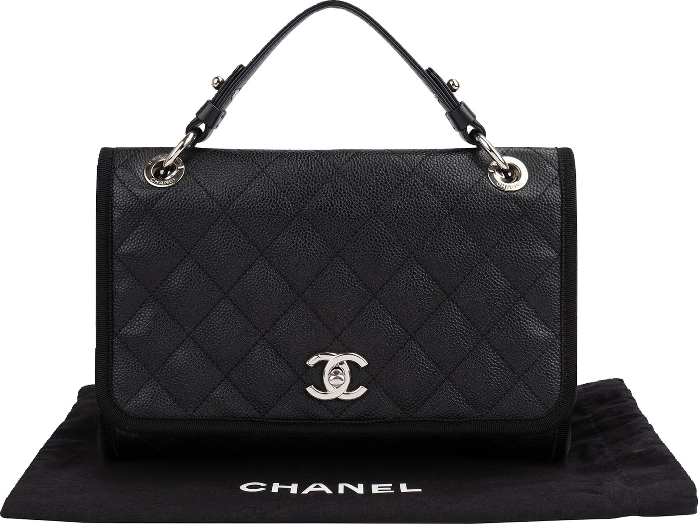 Chanel Caviar Leather CC Business Affinity Small Single Flap Handbag
