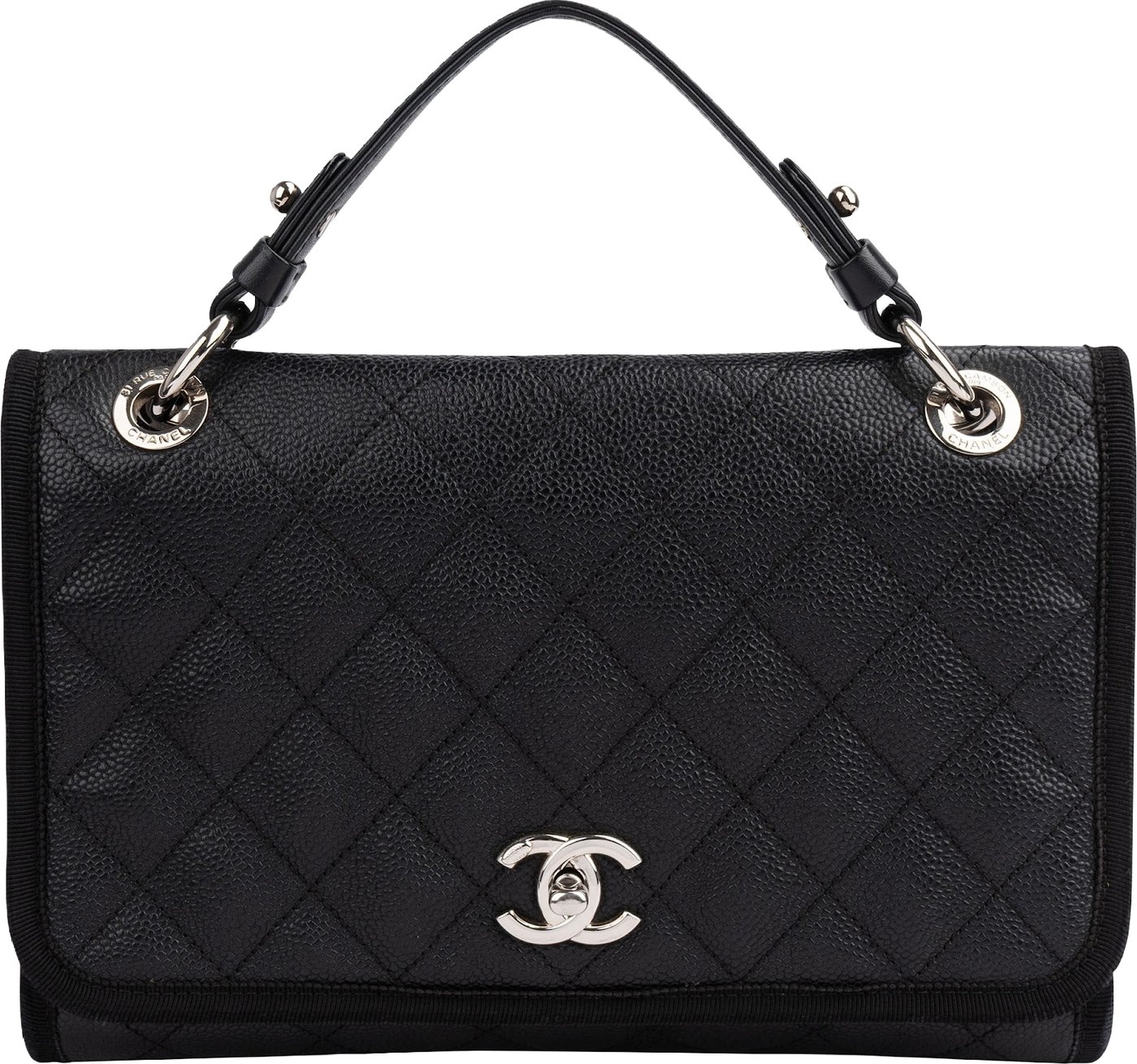 Chanel Caviar Leather CC Business Affinity Small Single Flap Handbag