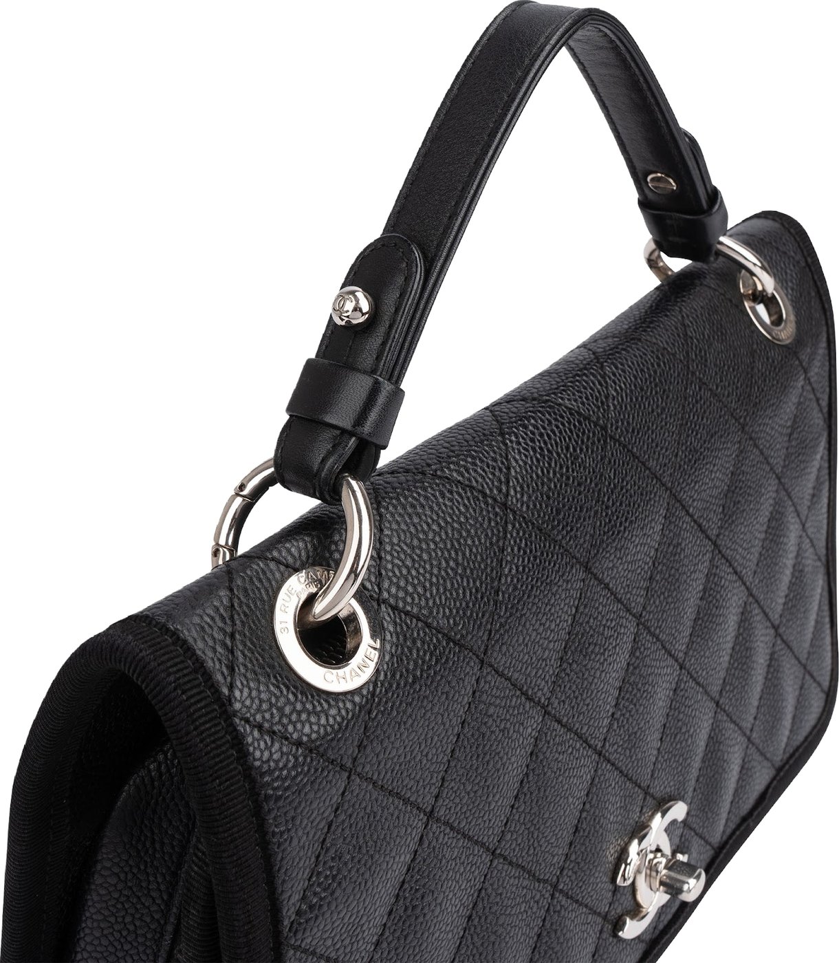 Chanel Caviar Leather CC Business Affinity Small Single Flap Handbag