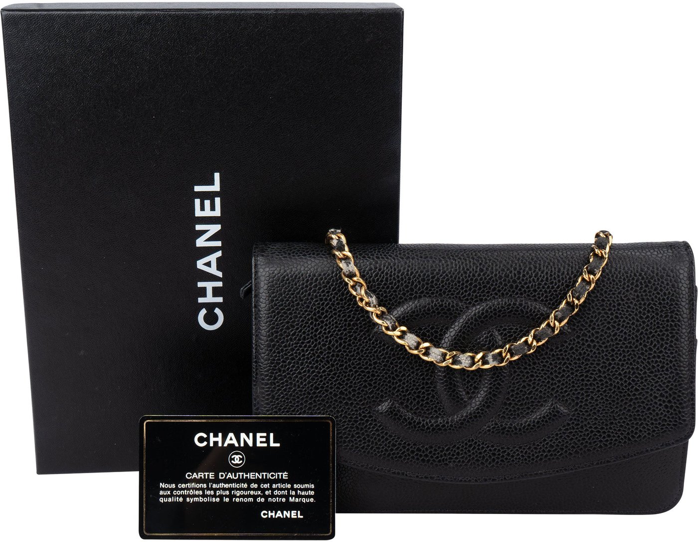 Chanel Caviar Leather CC Wallet On Chain Crossbody Bag