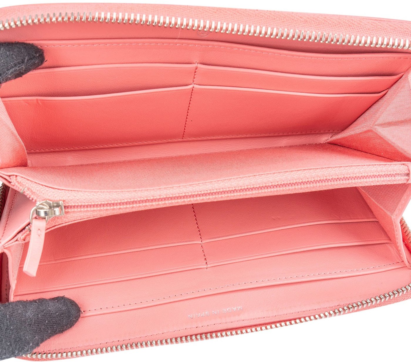 Chanel Pink Chevron Quilted Leather Zip Around Wallet